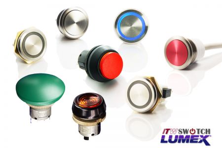 Commutateurs à bouton-poussoir de 22 mm - Les interrupteurs à bouton-poussoir à découpe de panneau de 22 mm d'ITW Lumex Switch sont disponibles dans une sélection variée de modèles.